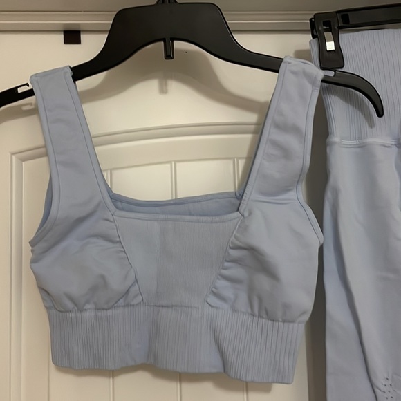 NEW Free People Good Karma Leggings and Square Neck Bra SET BLUE - Picture 5 of 10
